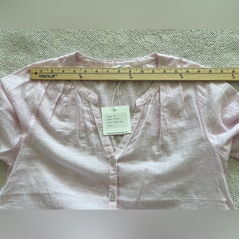 BeachLunchLounge Gia Top - Button Down Shirt - French Rose - Size: Small - Picture 8 of 13